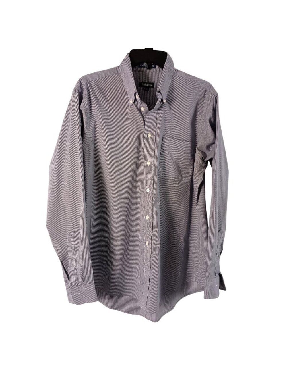 Vintage Hathaway Shirt Mens 16-35 Blue White Gingham Wrinkle Free Button Down